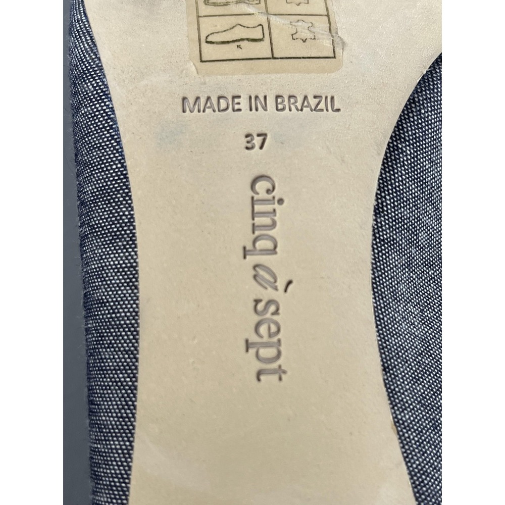 Cinq a Sept Shoes Womens Size 37 Blue Denim Slingback Pointed Toe Kitten Heels - Picture 13 of 14